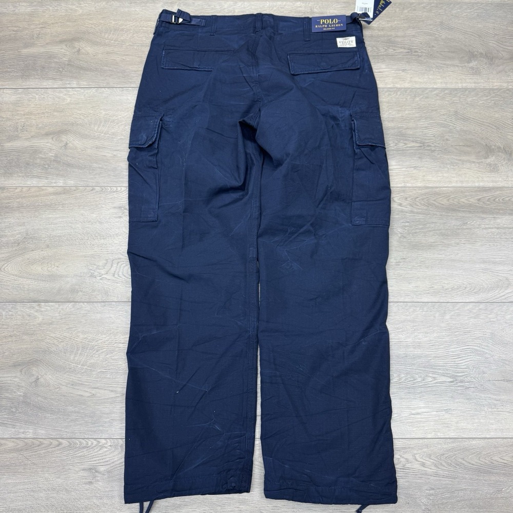 NWT Polo Ralph Lauren Navy Blue Cargo Utility Pants Men's Sz 34x30 Cinch - Picture 12 of 16